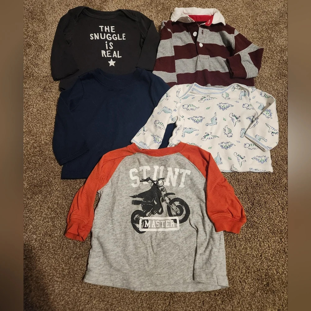 💓3/$15 Lot of 5 Boy's Long Sleeved 6 Months Shirts